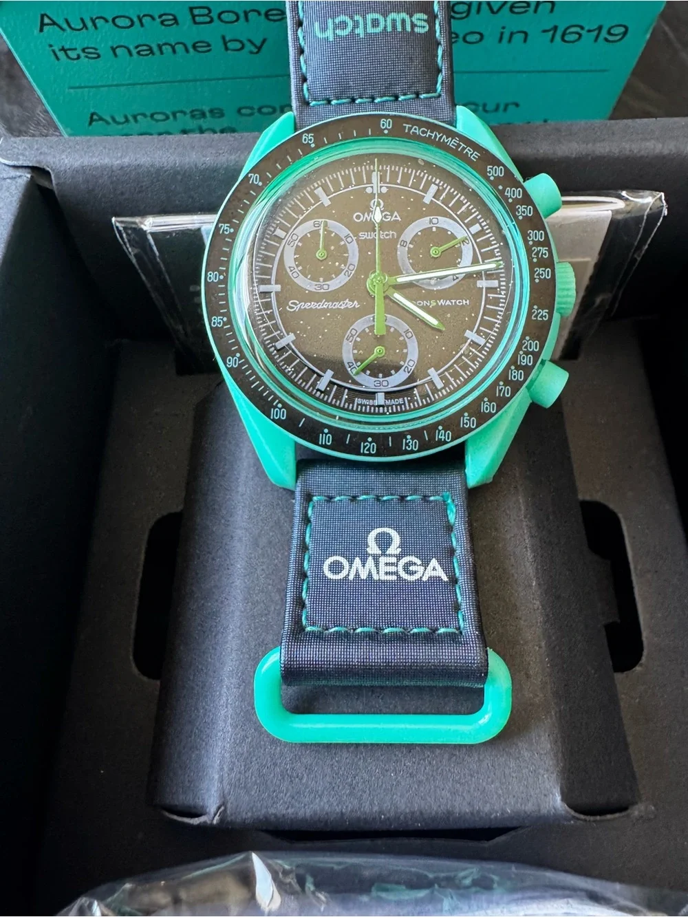 Omega Turquoise and Black Chronograph Men's Watch
